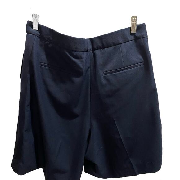 RAG & BONE Luca Navy Blue Pleated Satin-trimmer Twill Shorts Sz 10 - Picture 4 of 11